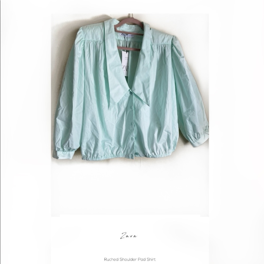 Zara | Ruched Shoulder Pad Shirt